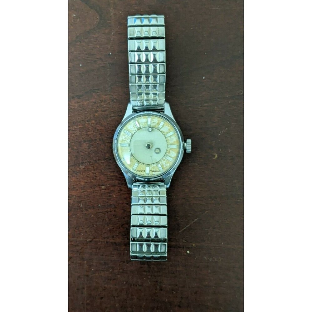 Vintage 1950s “Mystery” Louvic de Luxe 36mm Swiss Mechanical Hand-Wind Watch